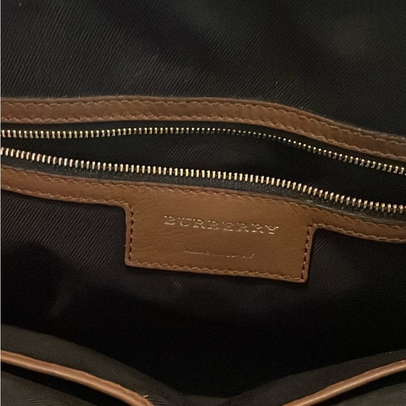 Burberry Cream and Brown Satchel with Plaid Pattern and...